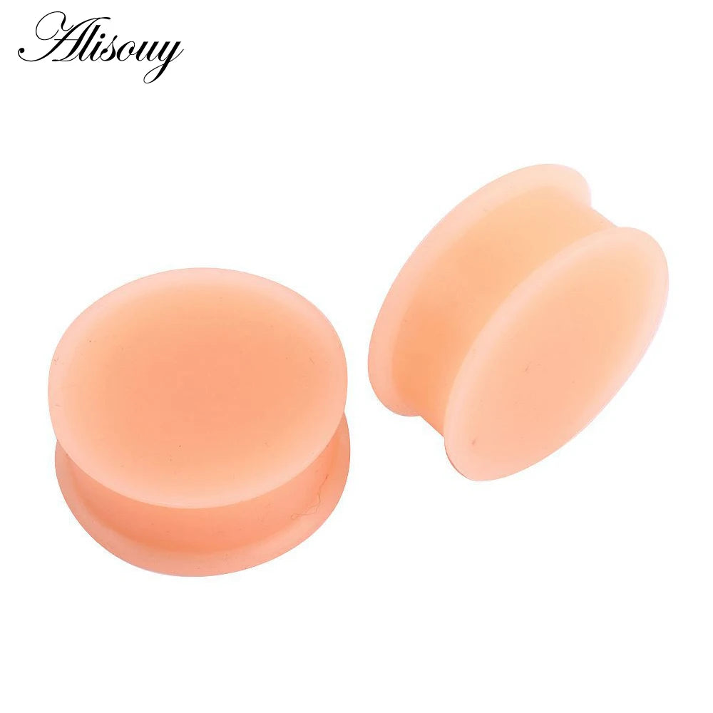 2PCS Skin Silicone Ear Plugs Tunnels Piercings Flexible Earring Gauges Ear Stretchers Silicone Tunnels Expanders Body Jewelry