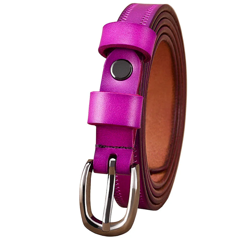 Narrow genuine leather belts for women Fashion Pin buckle waist belt female for jeans Cow skin girdle for dresses width 1.35 cm