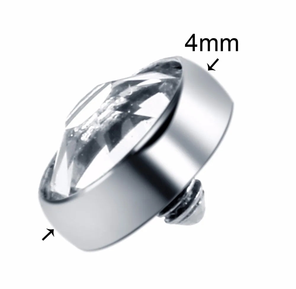 1PC G23 Titanium Micro Dermal Anchor Top Round Clear Gem Skin Diver Implant Jewelled Piercing Hide Rings Attachment Body Jewelry