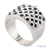 Fashion Crystal Jewelry Black Dots Rings For Party Gift 316 Stainless Steel Women Ring Wholesale Jewelry Supplier