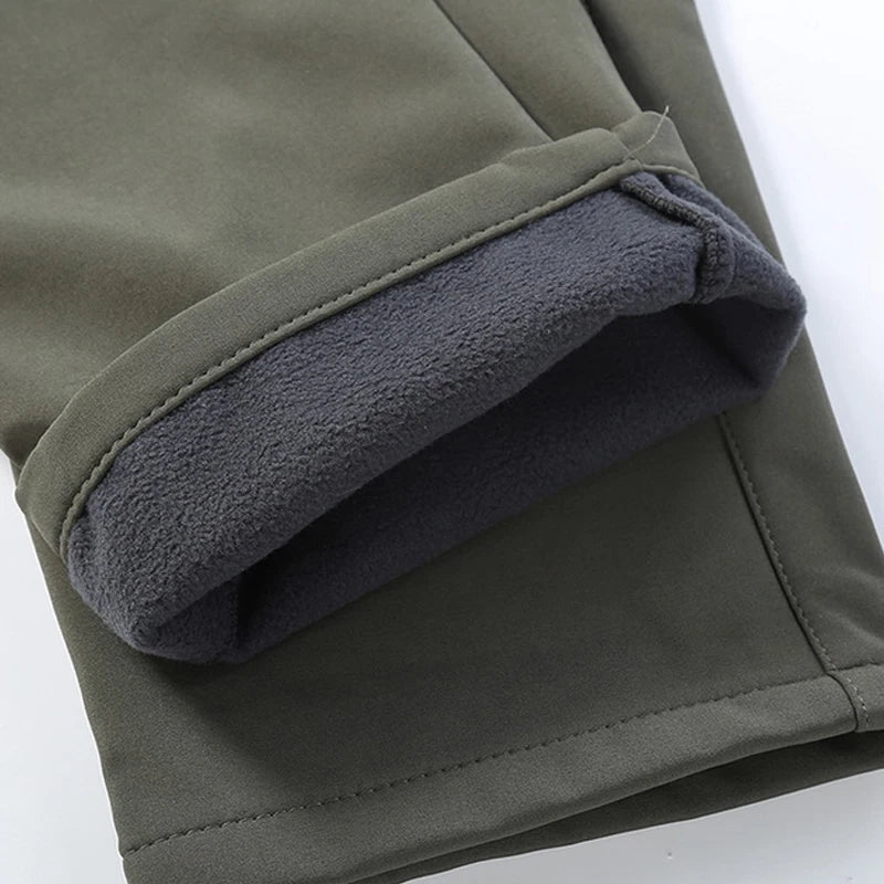 Stretch Waterproof Pants Men Casual Winter Thick Warm Fleece Shark Skin Trousers Male Windbreaker Sweatpants Mens Tactical Pants