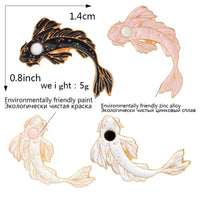 Lucky fish Koi Enamel pin White pink black Brooches Gift Denim Jeans Clothes cap bag Pin Badge Button Lapel pin gift for kids