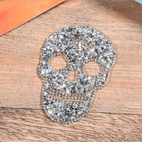 1Pcs Fun Rhinestones skull Embroidered Patch Iron on Sewing Crystal Applique For Jeans Clothing Decorations