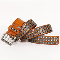 Heavy Metal Cowboy Punk Belt Genuine Leather Hip Hop Belts For Men Cross Rivet Jeans belt male Strap Ceinture Homme