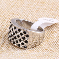 Fashion Crystal Jewelry Black Dots Rings For Party Gift 316 Stainless Steel Women Ring Wholesale Jewelry Supplier