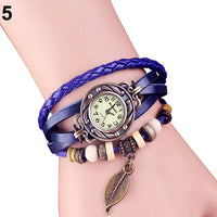 2023 New Women's Watch Retro Leather Bracelet Tree leaf Decoration Wrist Watch Ladies Quartz Watch relogio feminino часы