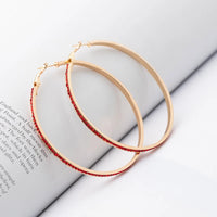 Top Popular Earrings With Rhinestone Circle Earrings Simple Earrings Big Circle Gold Color Hoop Earrings For Women E005