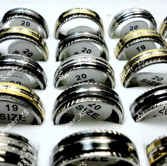 20Pcs Vintage Rotatable Styles Women Steel Ring For Women and Men Jewelry Lot Bulks  LR052