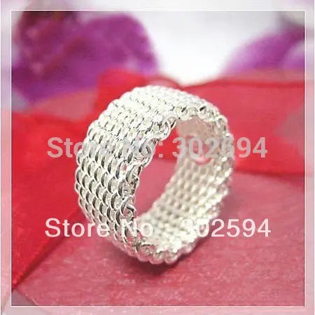 free shipping silver color charm Women lady mesh ring,new fashion jewellery charm silver ring jewelry gift R040