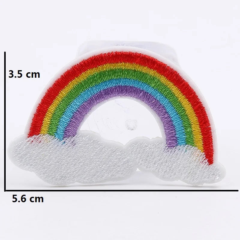 10pcs/lot Embroidered Rainbow Cloudy Patches Iron On Fabric Stickers Sewing Garments Accessories DIY Patchwork Jeans Socks Badge