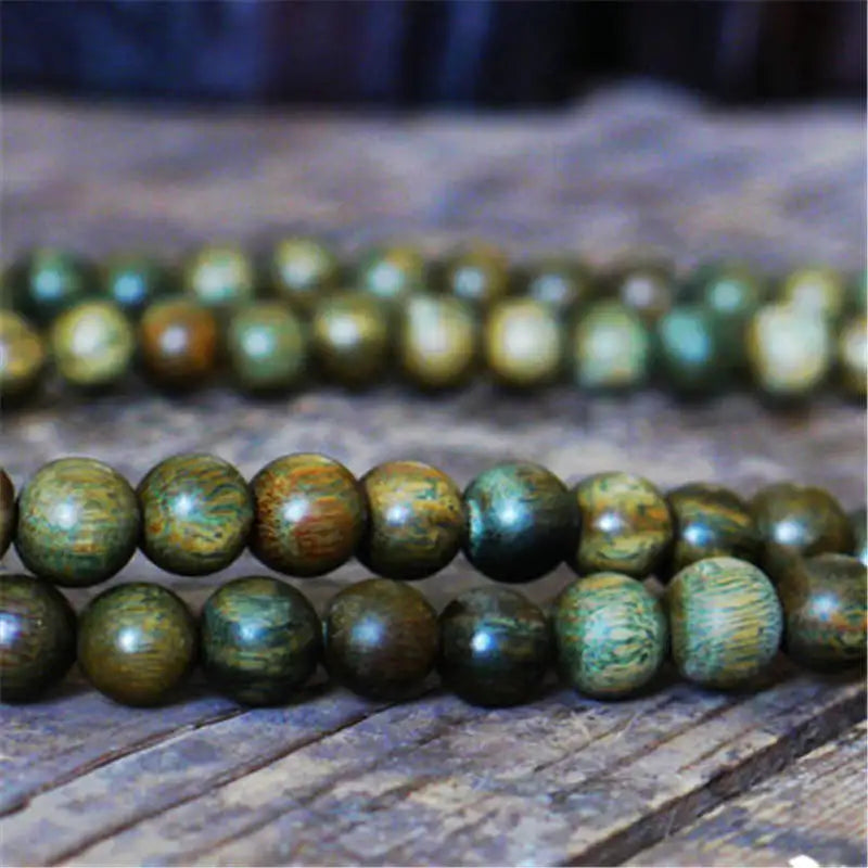 Buddhist 8mm 108 Natural Green Sandalwood Prayer Malas Bracelets Fragrant Wooden Verawood Beads Necklace Free Shipping BRO933