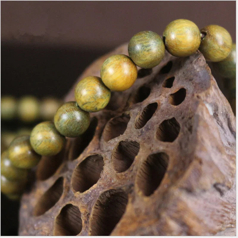 Buddhist 8mm 108 Natural Green Sandalwood Prayer Malas Bracelets Fragrant Wooden Verawood Beads Necklace Free Shipping BRO933