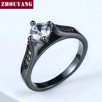 ZHOUYANG Engagement Wedding Ring For Women Classic Prong Setting CZ  Rose Gold Color Fashion Jewelry Lover's Ring R064 R065