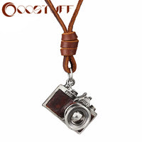 Men Necklace 2023 New Jewelry Camera Pendant Maxi Necklace Men Woman choker Genuine Leather Necklace collier collares kolye item