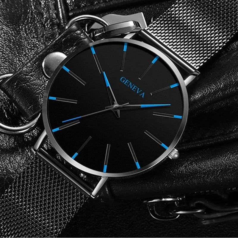 2023 Minimalist Men's Fashion Ultra Thin Watches Simple Men Business Stainless Steel Mesh Belt Quartz Watch relogio masculino