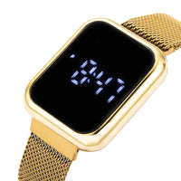 Rose Gold Women's Watches Luxury LED Digital Watch for Women Stainless Steel Wristwatch Ladies Fashion Watch Women Reloj Mujer