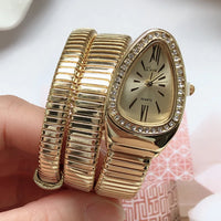 2021 Cussi Women's Watches Snake Shape Luxury Wrist Watch for Women Steel Unique Gold Quartz Ladies Watches Clock Reloj Mujer