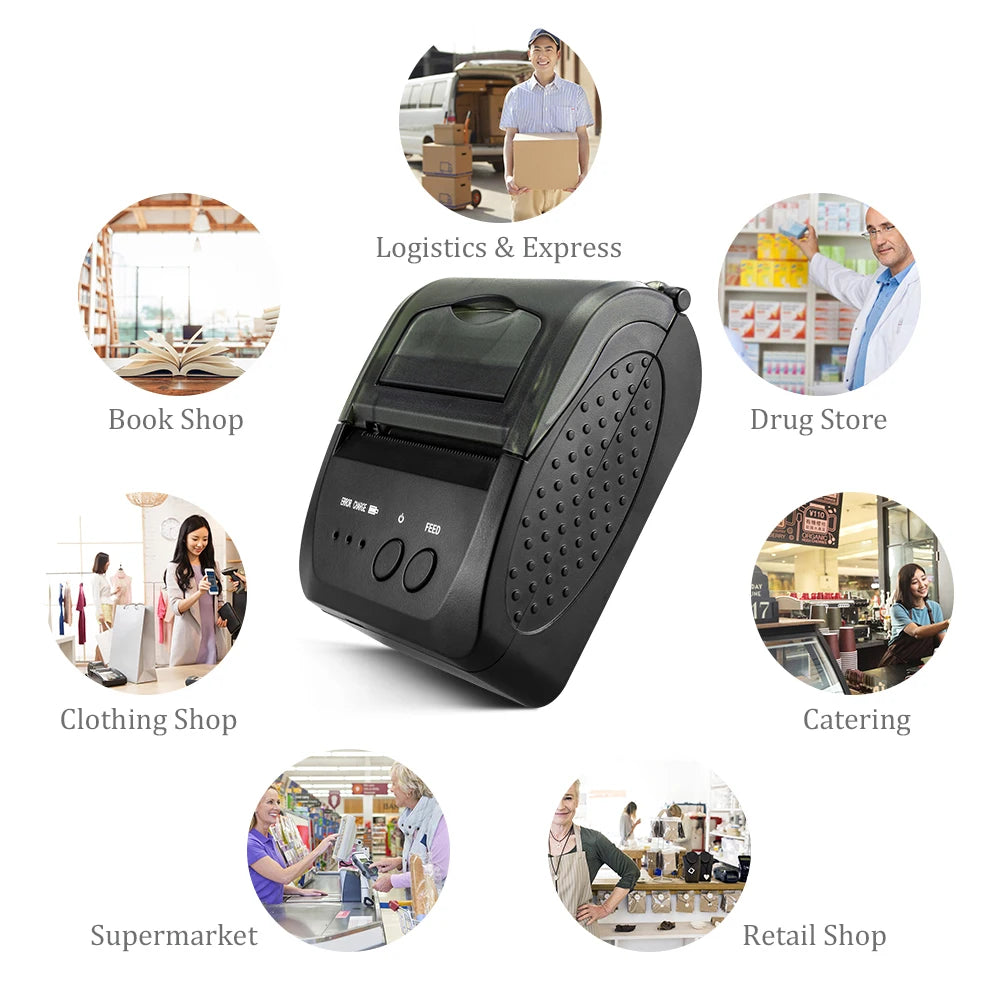 NETUM NT-1809DD 58mm Bluetooth Thermal Receipt Printer for Android IOS Windows AND 5890K USB Port Receipt Printer POS Portable