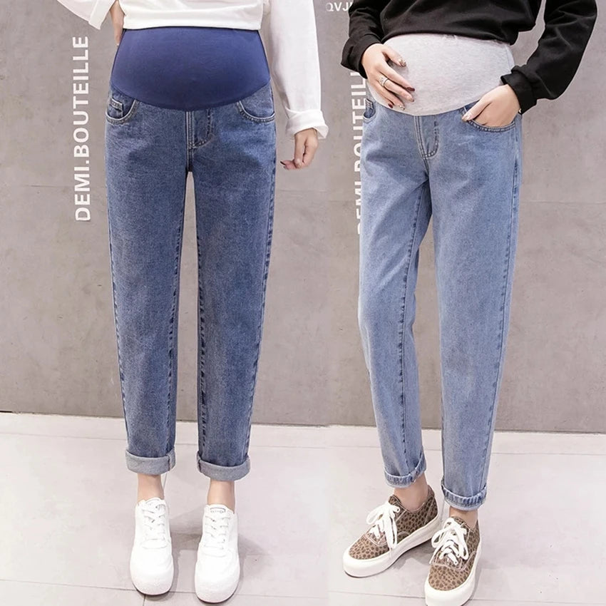 Pregnancy Abdominal Pants Boyfriend Jeans Maternity Pants For Pregnant Women Clothes High Waist Trousers Loose Denim Jeans