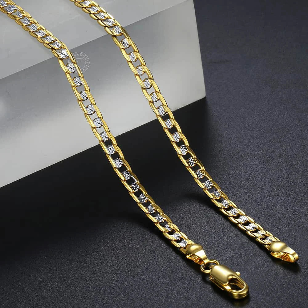 Trendsmax Gold Color Chain Necklace For Men Women Cuban Link Chain Male Necklace Fashion Men's Jewelry Wholesale Gifts 4mm GN64