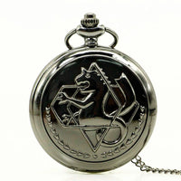 High Quality FullMetal Alchemist Edward Elric Cosplay Pocket watch Dull Polish Men's Penadnt Necklace Fob Chain