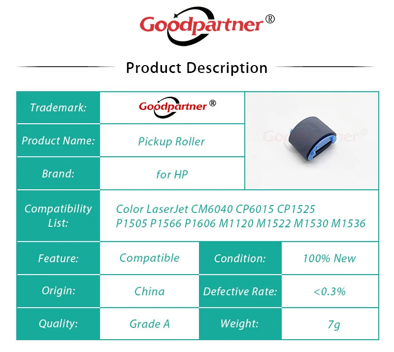 10X RL1-1497-000 RL1-1497-000CN Pickup Roller for HP CM6040 CP6015 P1505 P1566 P1606 M1120 M1522 M1530 M1536 P1560 P1500 P1600