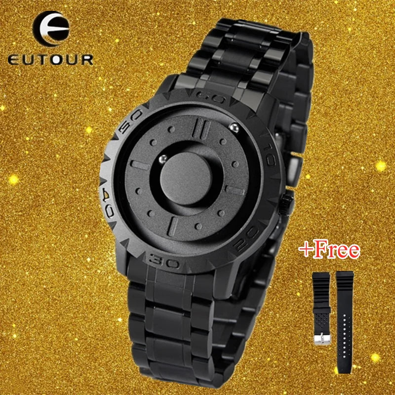 EUTOUR Magnetic Ball Watch Men Luxury Brand Famous Men's Quartz Wrist Watches Waterproof Quartz Wristwatches Relogio Masculino