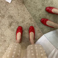 Retro Ultra-soft Women Shoe Spring Bow Red Flat Sole Single Shoe Leisure Comfortable Leather Shoe New Ballet Shoe Zapatos Mujer