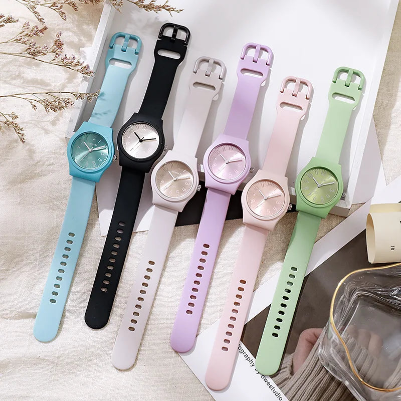 Candy Colored Silicone Strap Quartz Women's Watch Casual Fashion Digital Scale Wristwatch Montre Femme Reloj Mujer Dropshipping