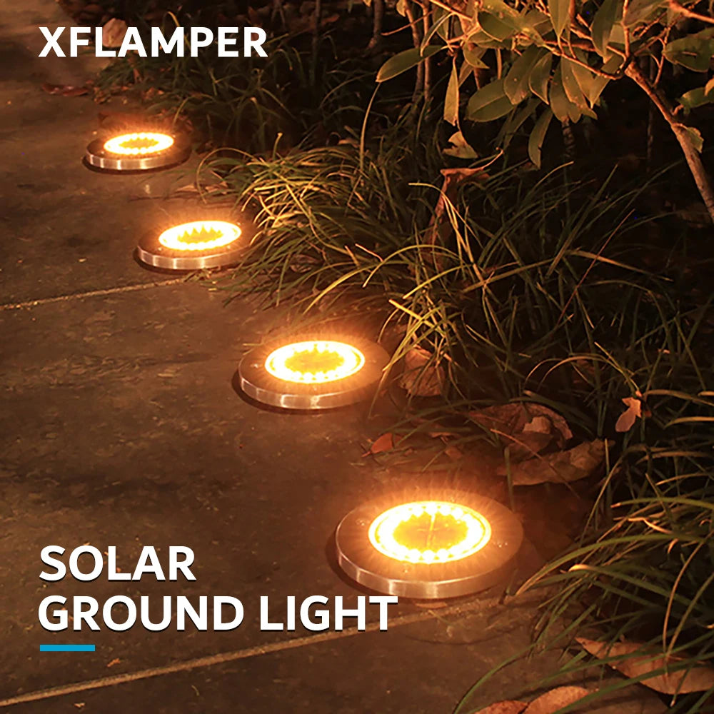 4-Pack Solar LED Ground Lights -Waterproof Outdoor Garden Pathway Decor