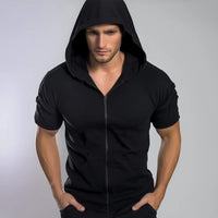 Fashion Short Sleeve Mens Hoodies Jackets Casual