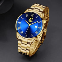 Luxury Men's Military Quartz Watch Men's Stainless Steel Gold Black Calendar Date Watch Male Clock Relogio