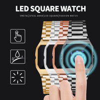 Women's Wrist Watch New Luxury Gold Stainless Steel Link Bracelet Men LED Digital Watches Fashion Men's Sport Watch Reloj Mujer