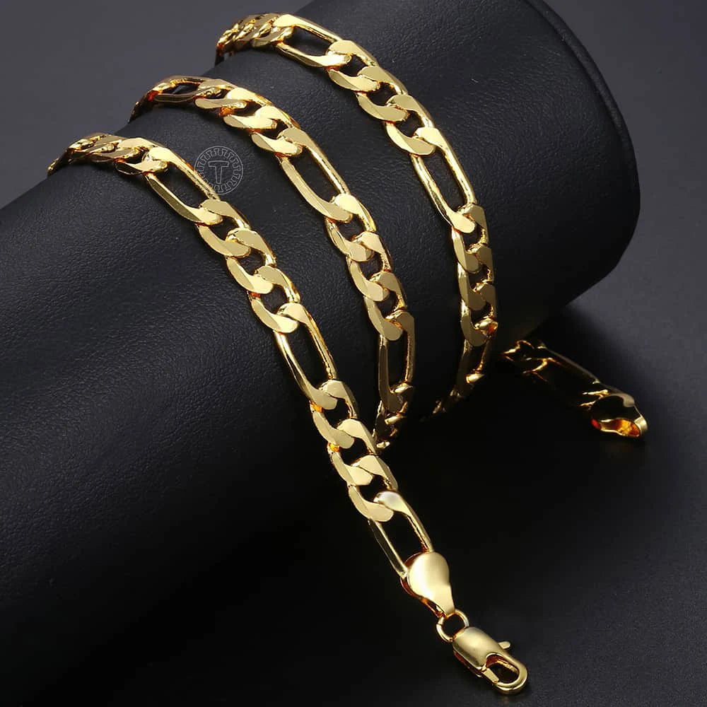 6MM Punk Men's Necklace Gold Color Figaro Link Chain for Men Women Jewelry Wholesale Dropshipping 18-32" GN18