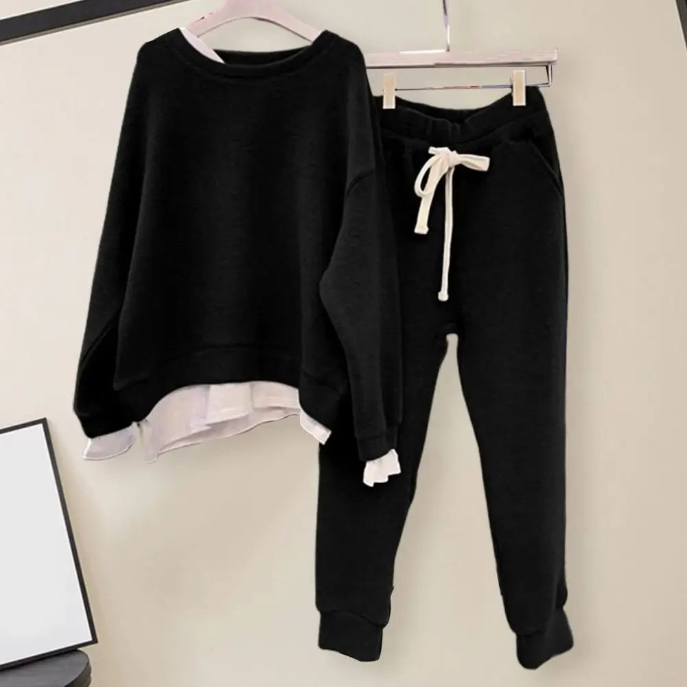 Women Sweatshirt Pants Set Streetwear Loose Two Piece Set Sportwear Sweatshirt Sweatpants Set Women Autumn Tracksuit Warm