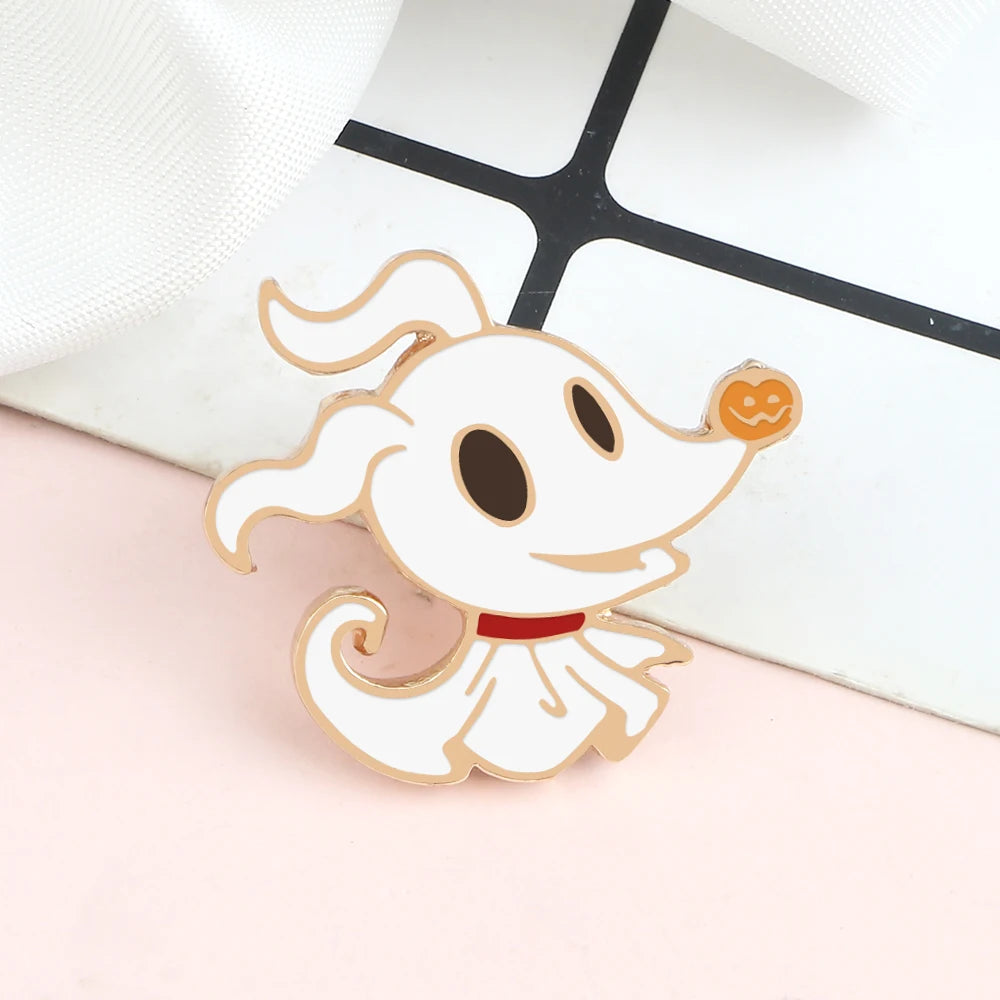 Halloween Party Enamel Brooches for Women Men Cute Ghost Pins Badges Cartoon Spooky Pet Clothes Pin Kids Backpacks Jewelry Gifts