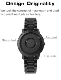 EUTOUR Magnetic Ball Watch Men Luxury Brand Famous Men's Quartz Wrist Watches Waterproof Quartz Wristwatches Relogio Masculino