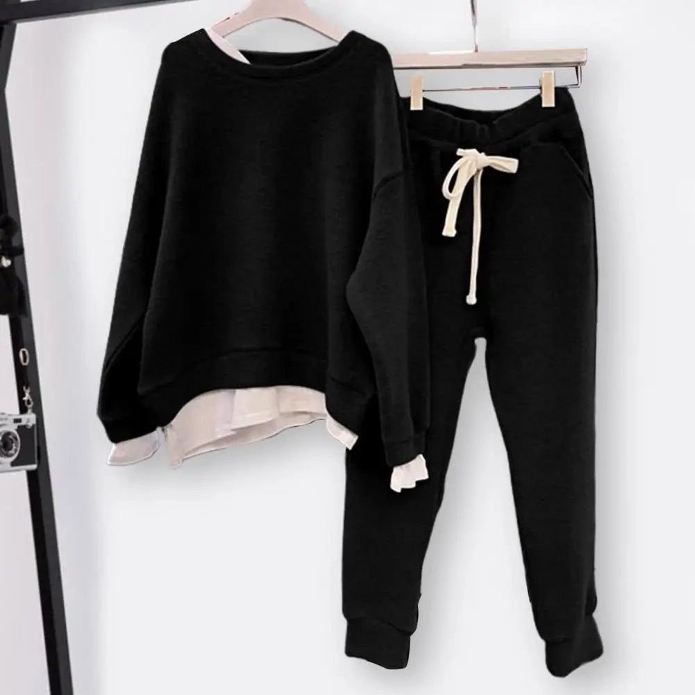 Women Sweatshirt Pants Set Streetwear Loose Two Piece Set Sportwear Sweatshirt Sweatpants Set Women Autumn Tracksuit Warm