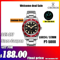 Cronos Luxury Men's Watches 37mm Diver BB54 Vintage Automatic Matt/ Aluminum Bezel Female End Links Sapphire 20 Bar L6024