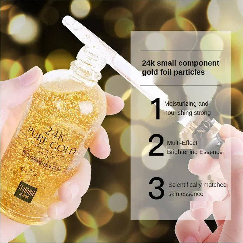 24K Gold Hyaluronic Acid Nicotinamide Face Serum Replenishment Moisturize Shrink Pore Brighten Skin Care Firming Facial Essence