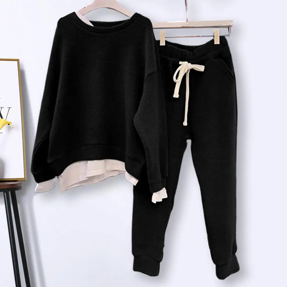 Women Sweatshirt Pants Set Streetwear Loose Two Piece Set Sportwear Sweatshirt Sweatpants Set Women Autumn Tracksuit Warm