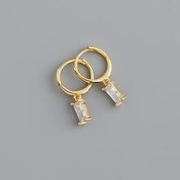 2PC Stainless Steel Little Huggies Hoop Earrings For Women Tiny Crystal Zirconia Pendant Cartilage Earrings Piercing Jewelry