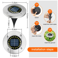 4-Pack Solar LED Ground Lights -Waterproof Outdoor Garden Pathway Decor