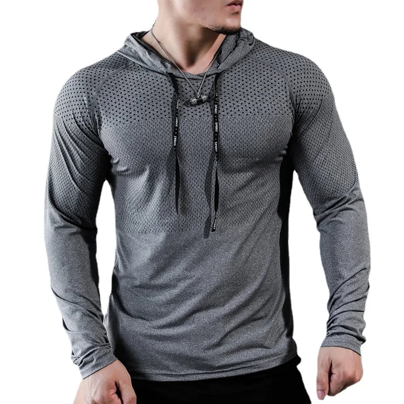 2023 Mens Fitness Tracksuit Running Sport Hoodie Gym Joggers Hooded Workout Athletic Clothing Muscle Training Sweatshirt Tops