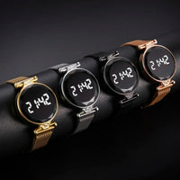 2023 Luxury Women's Watches Rose Gold Stainless Steel Ladies Wristwatch LED Digital Watch for Women Electronic Clock Reloj Mujer