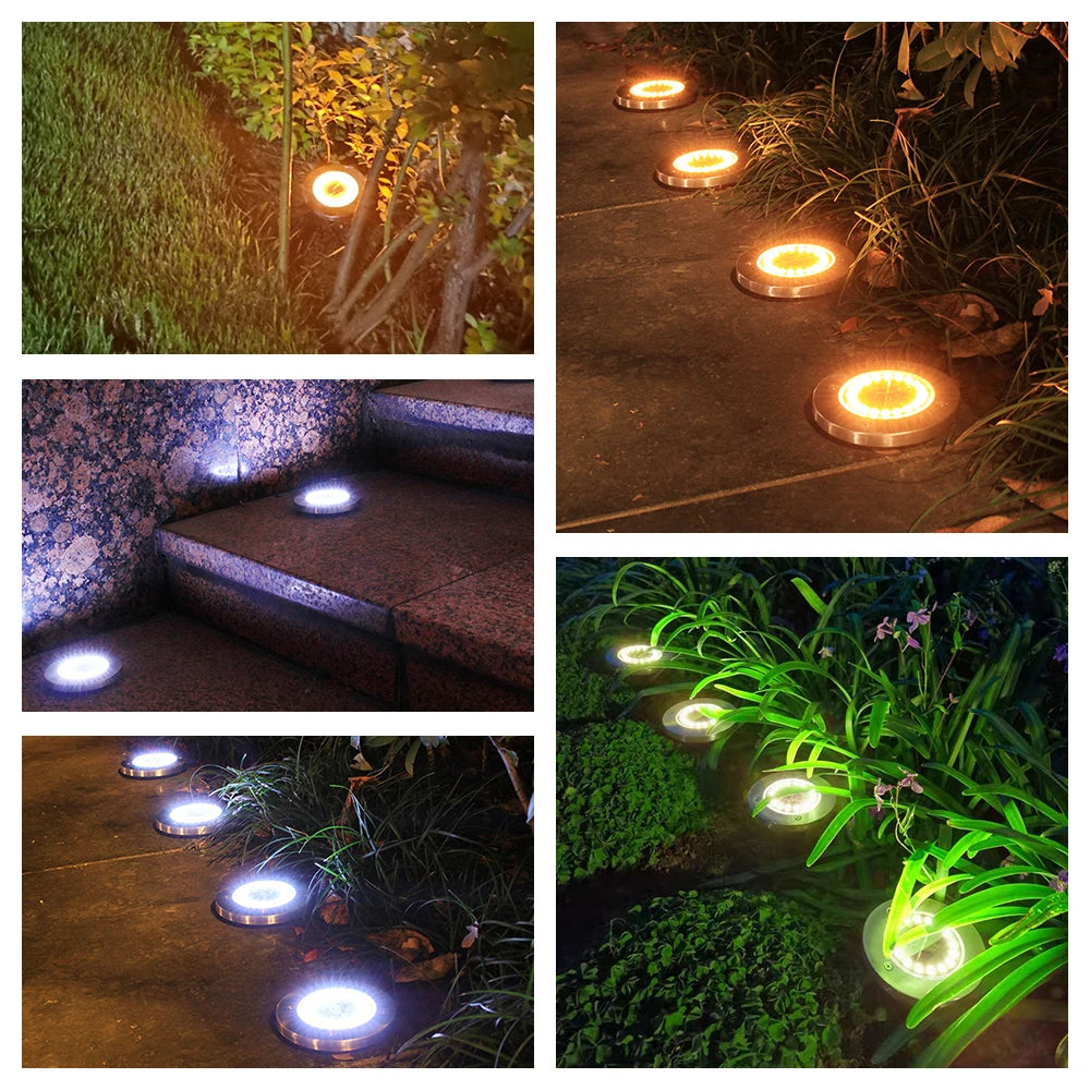 4-Pack Solar LED Ground Lights -Waterproof Outdoor Garden Pathway Decor