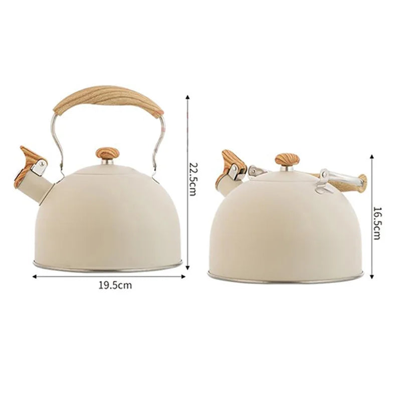 2.5L Whistle Kettle Flat Bottom Whistle Pot European Stainless Steel Large Capacity Pot Classic Water Boiler For All Stovetops