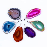 KFT Natural Colorful Agates Onyx Crystal Slice Geode Irregular Shape Agates Quartz Stone Pendant Fashion Jewelry