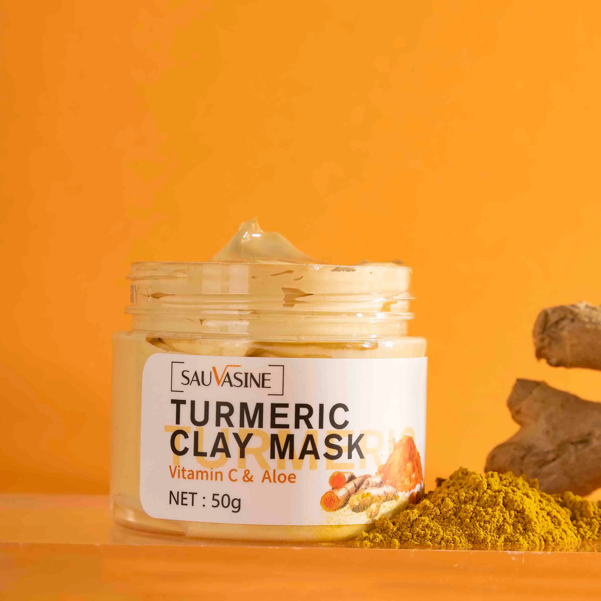 Turmeric & Vitamin C Clay Mask - Acne Treatment, Dark Spot Corrector, Exfoliating & Deep Cleansing