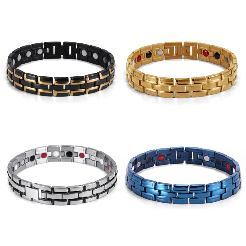 Rainso Healing Magnetic Bracelet Men/Women 316L Stainless Steel 4in1 Health Care Elements FIR Germanium Bangles Hand Chain Gifts